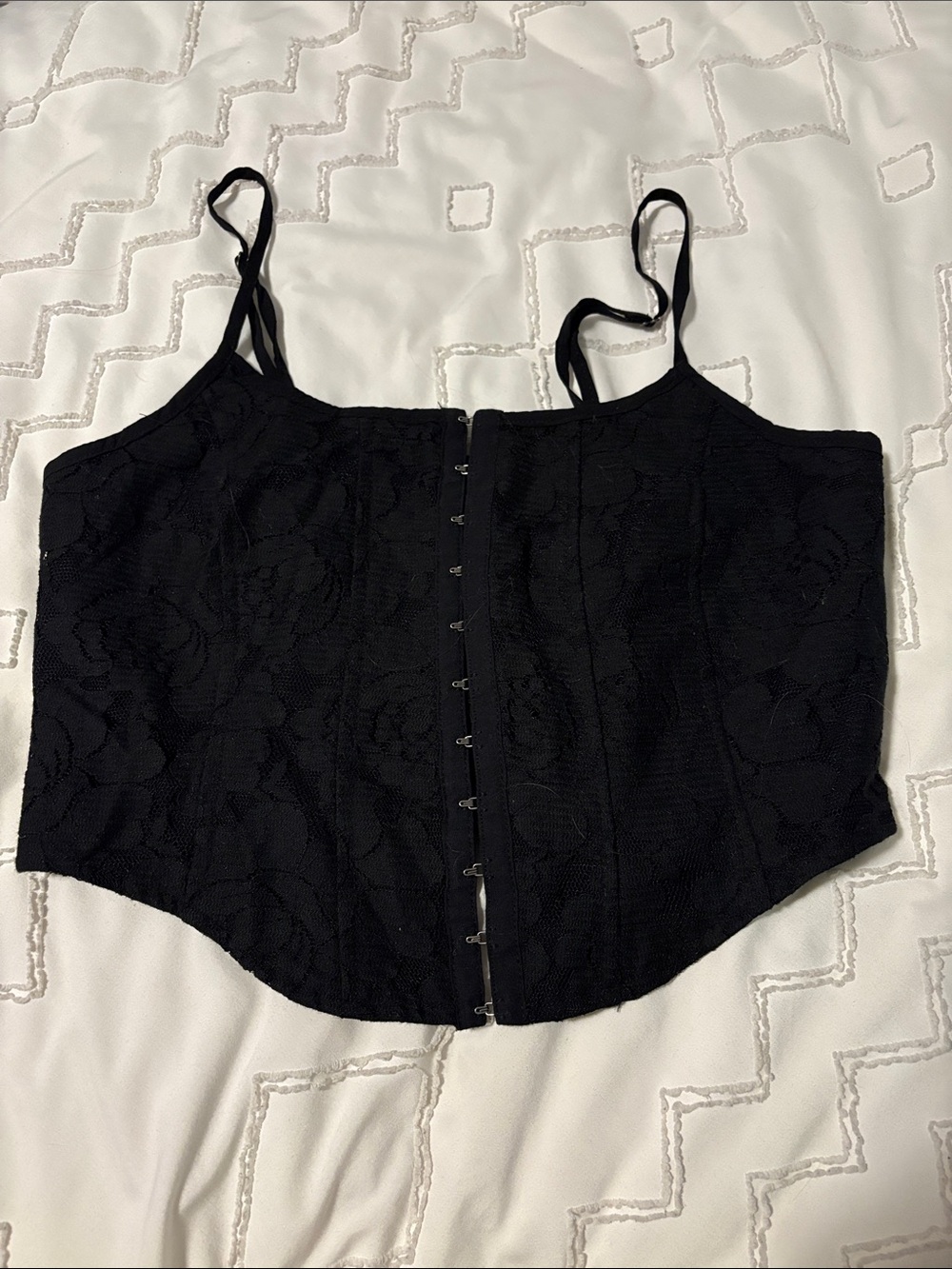 SHEIN Black Lace Hook-and-Eye Corset Cami